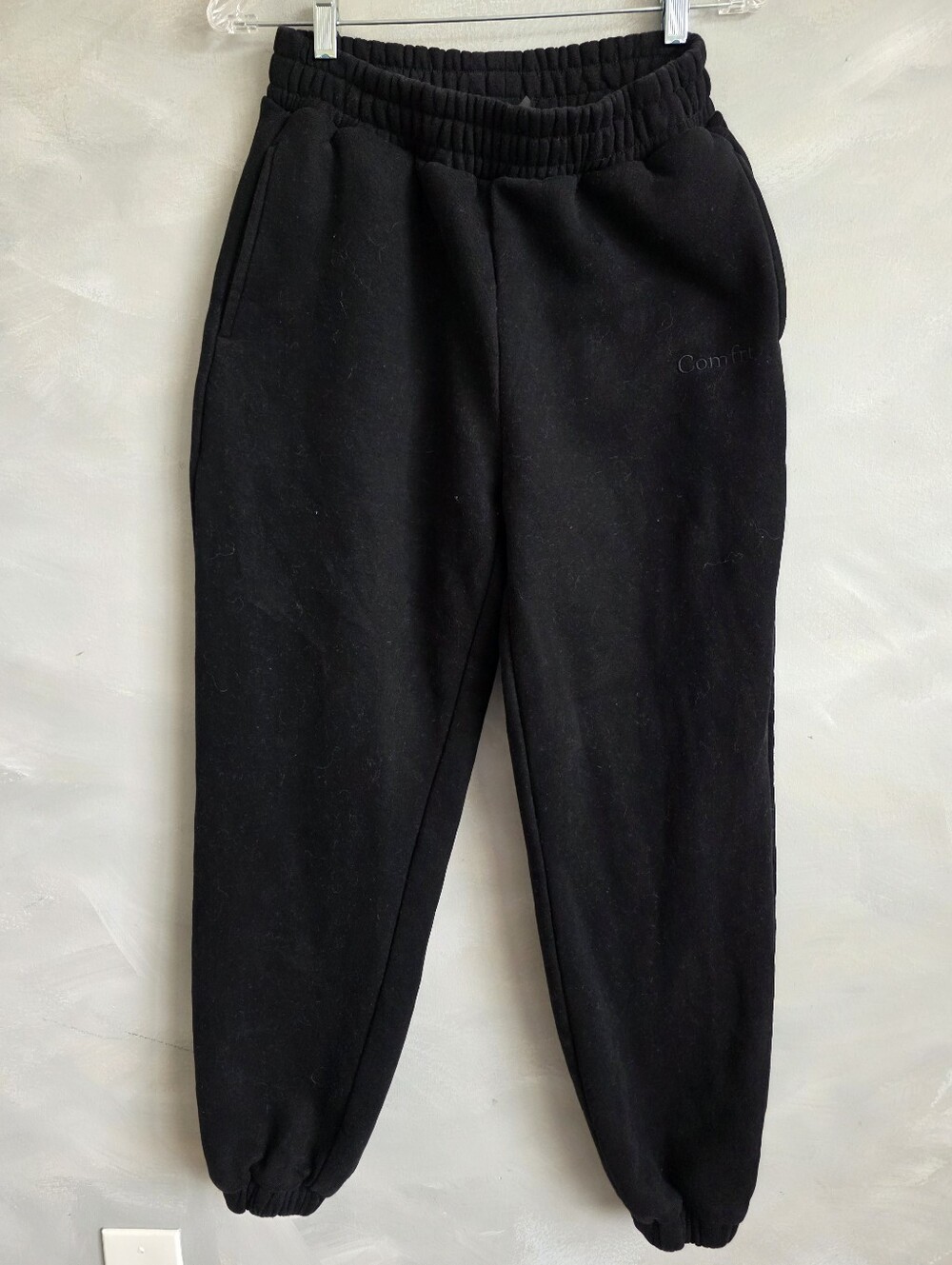 Black Comfrt Signature Sweatpants Unisex Sz S Cinch Ankle Onyx Baggy